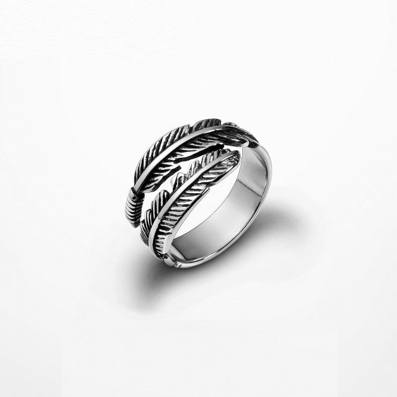 Hip Hop Classic Feather Titanium Ring