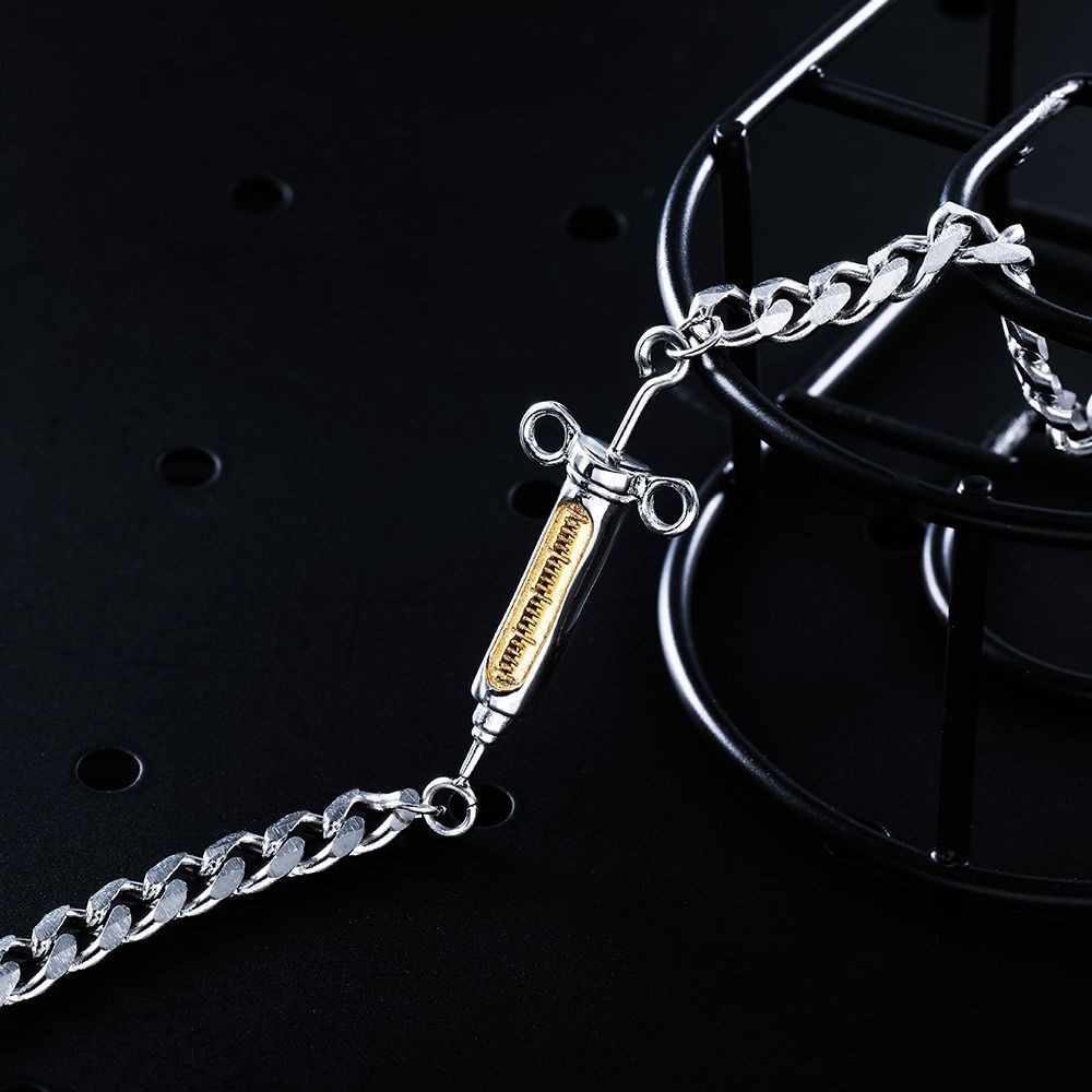 Hip Hop Syringe Bracelet Personality All Match Men And Women Fashion Titanium Steel