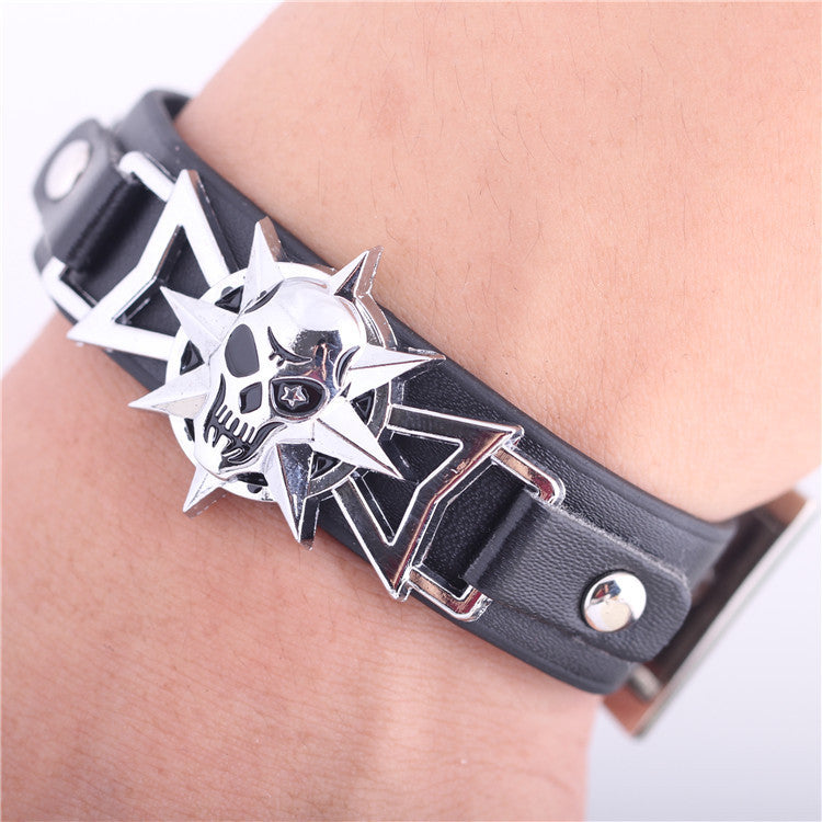 Men's Skull Hip Hop Alloy Leather Bracelet