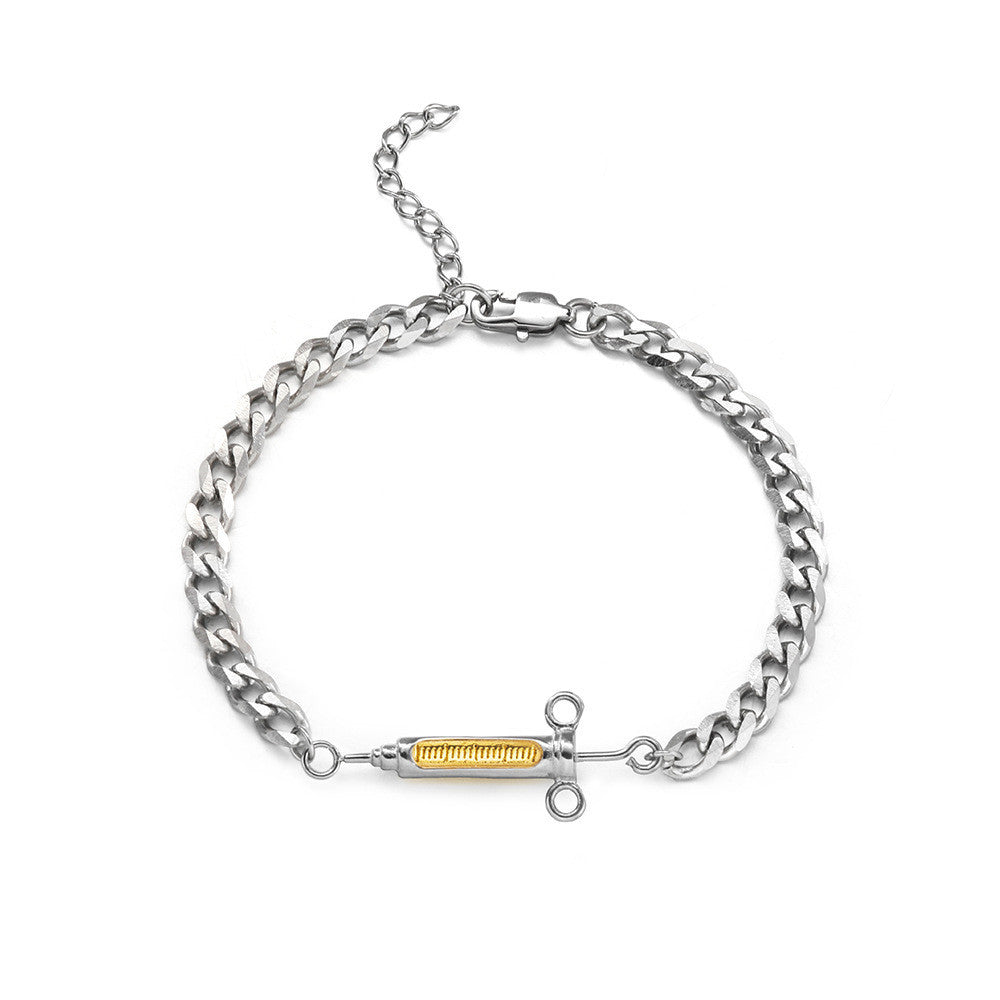 Hip Hop Syringe Bracelet Personality All Match Men And Women Fashion Titanium Steel