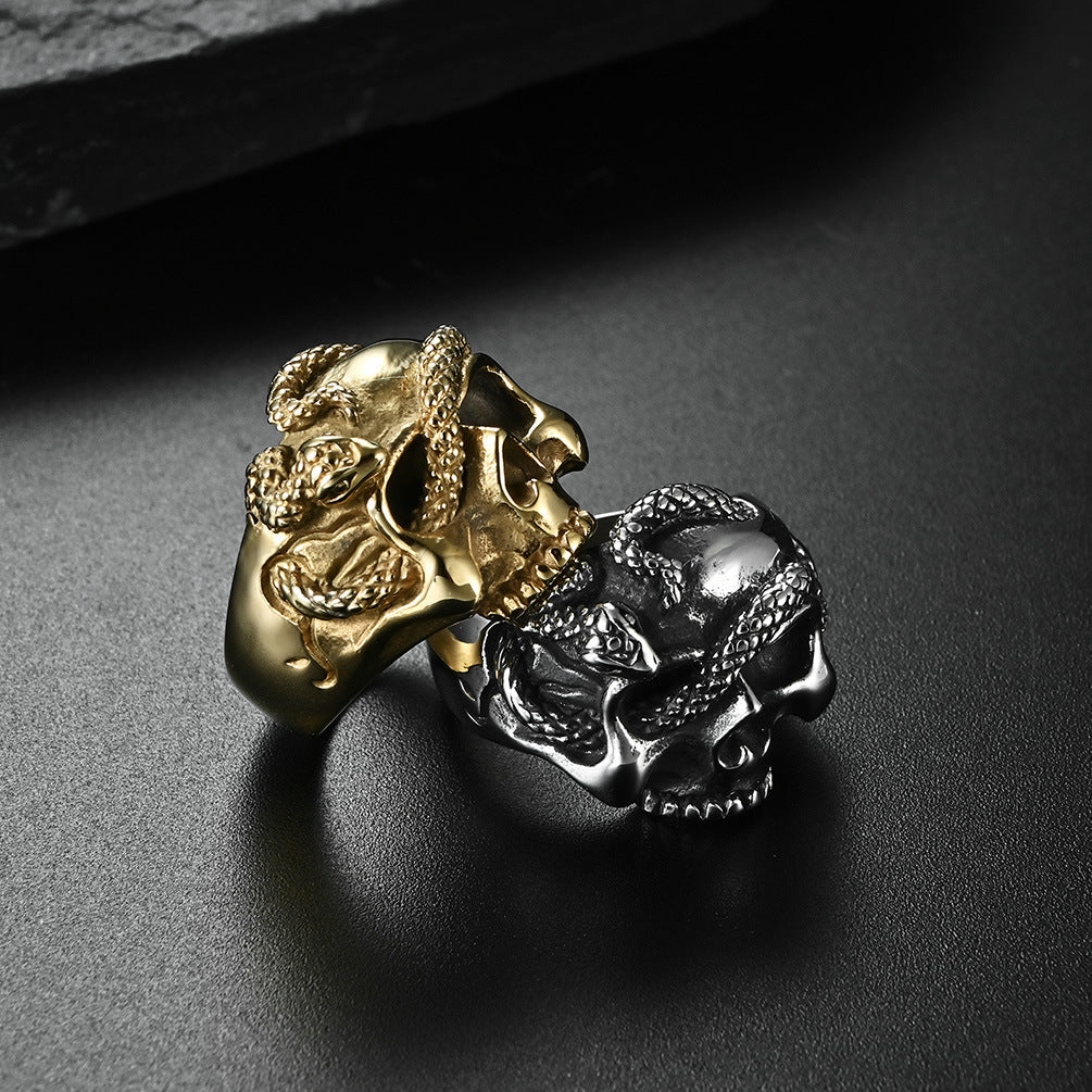 Hip Hop Viper Skull Ring Dark