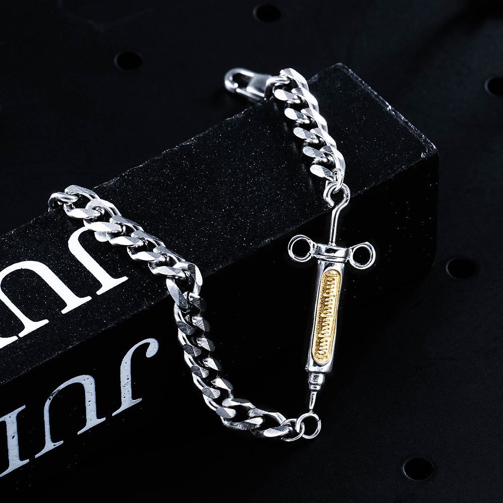Hip Hop Syringe Bracelet Personality All Match Men And Women Fashion Titanium Steel