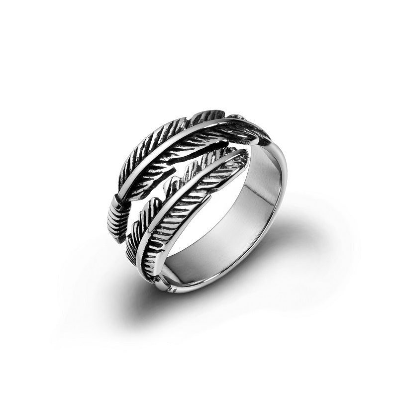 Hip Hop Classic Feather Titanium Ring