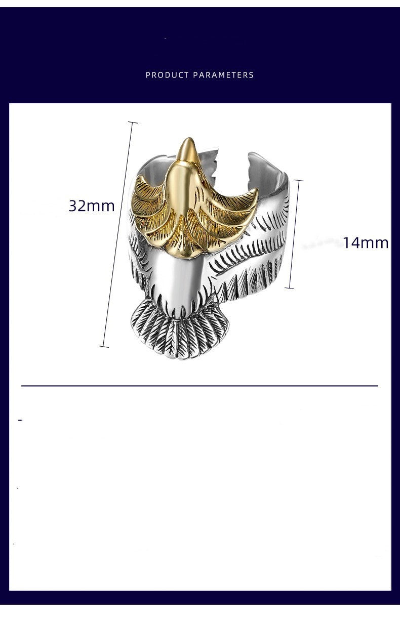 S925 Sterling Silver Gold Head Ring Hip Hop