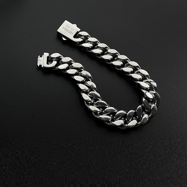 Hip Hop Simple Heavy Industry Texture Cuban Bracelet For Men