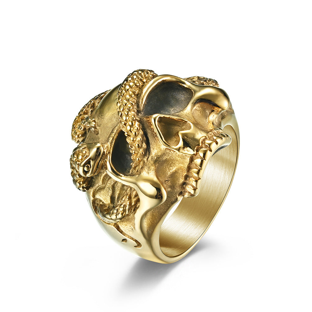 Hip Hop Viper Skull Ring Dark