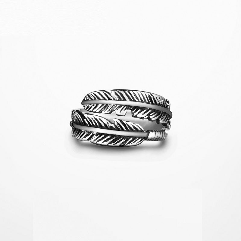 Hip Hop Classic Feather Titanium Ring