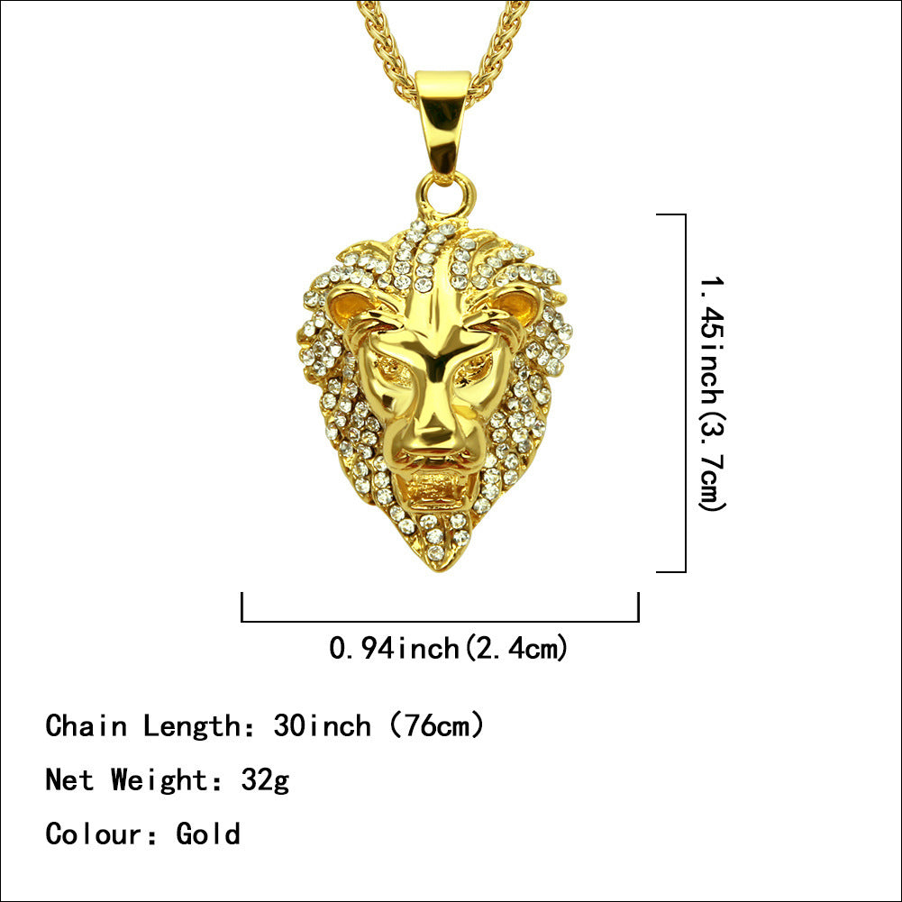 Hip Hop Diamond Lion's Head Necklace